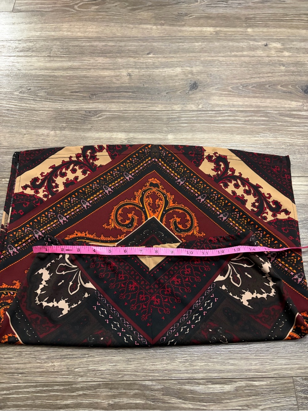 90s American Vintage Boho Paisley Scarf Print Mini Skirt (Multicolor) Size Large - Picture 7 of 8
